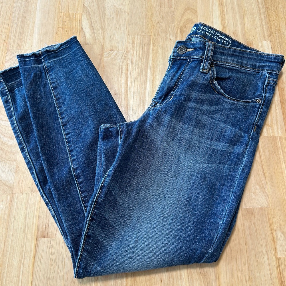 Gap Legging Skimmer Jeans Womens 4/27R Medium Wash Raw Hem Low Rise Skinny Crop